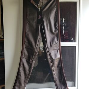 Brown Leather Look Pants With Strech